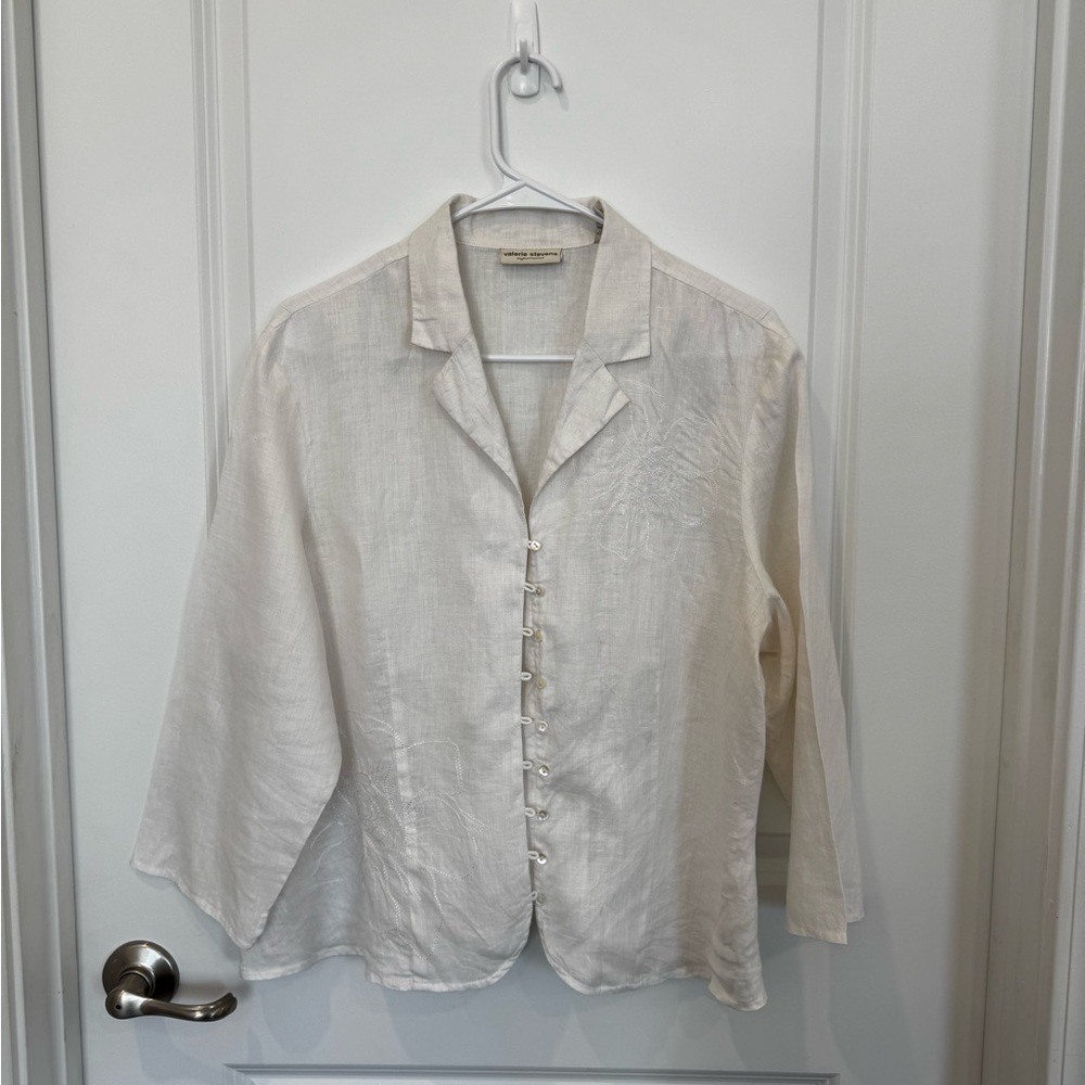 Valerie Steven’s  Button-Up Linen blouse